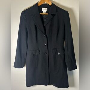 Hugo Buscati Womens 100% Wool Black Peacoat Winter 3 Button Size 10 Acetate
